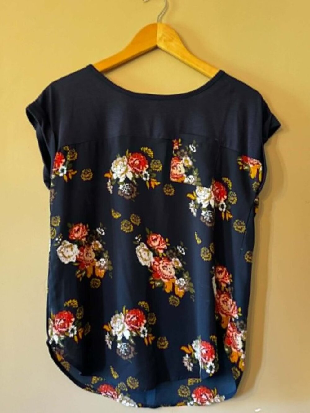 Mason & Belle Navy & Floral Blouse – Size S
